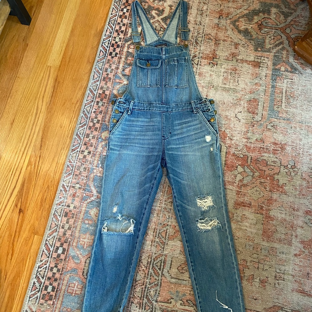 Abercrombie & Fitch Distressed Blue Denim Overalls Jumpsuit